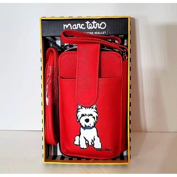 Marc Tetro Westie Red Crossbody Purse Cellphone Wallet Case NWT